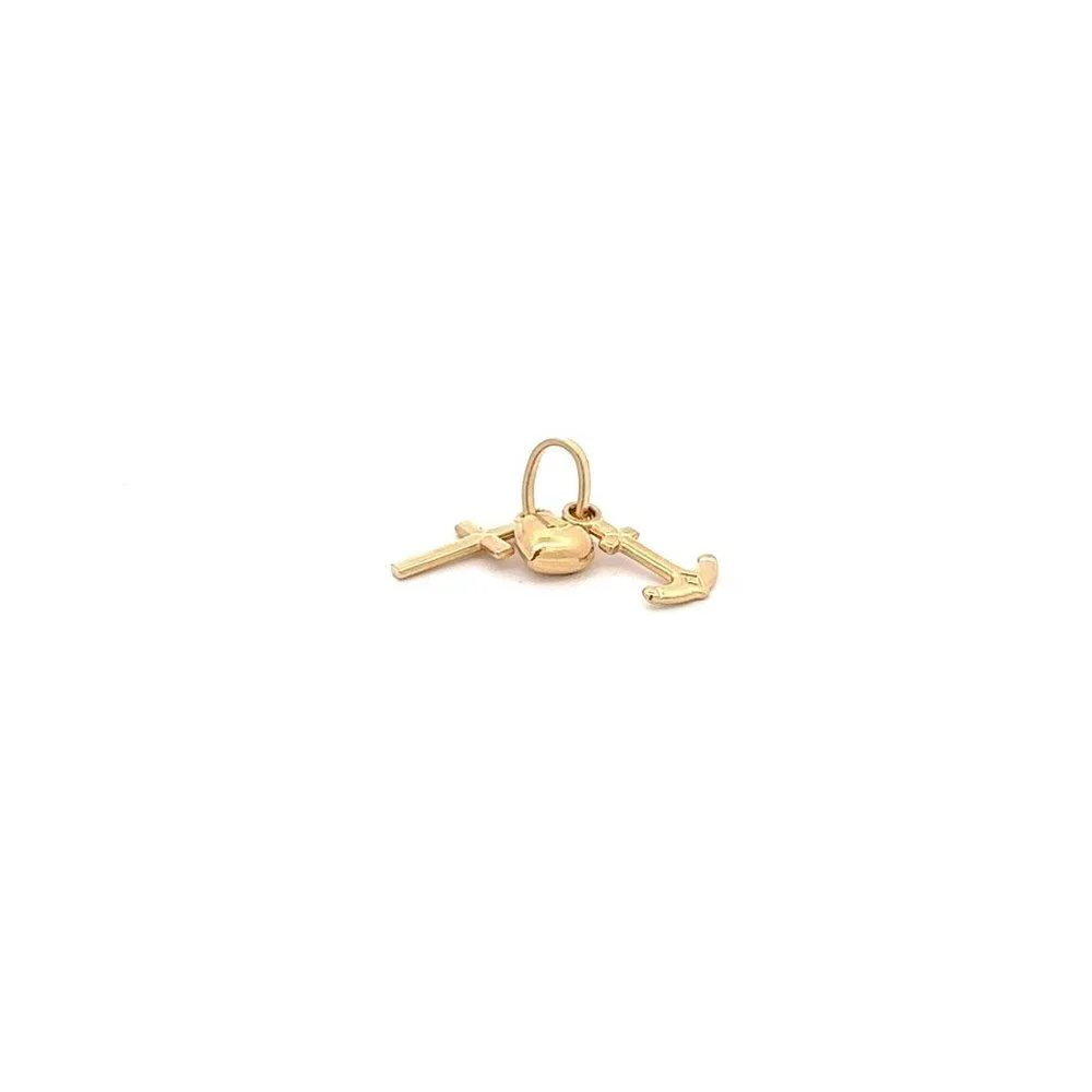 18K Gold Pendant Charm Heart Anchor Cross Small - Picture 5 of 10